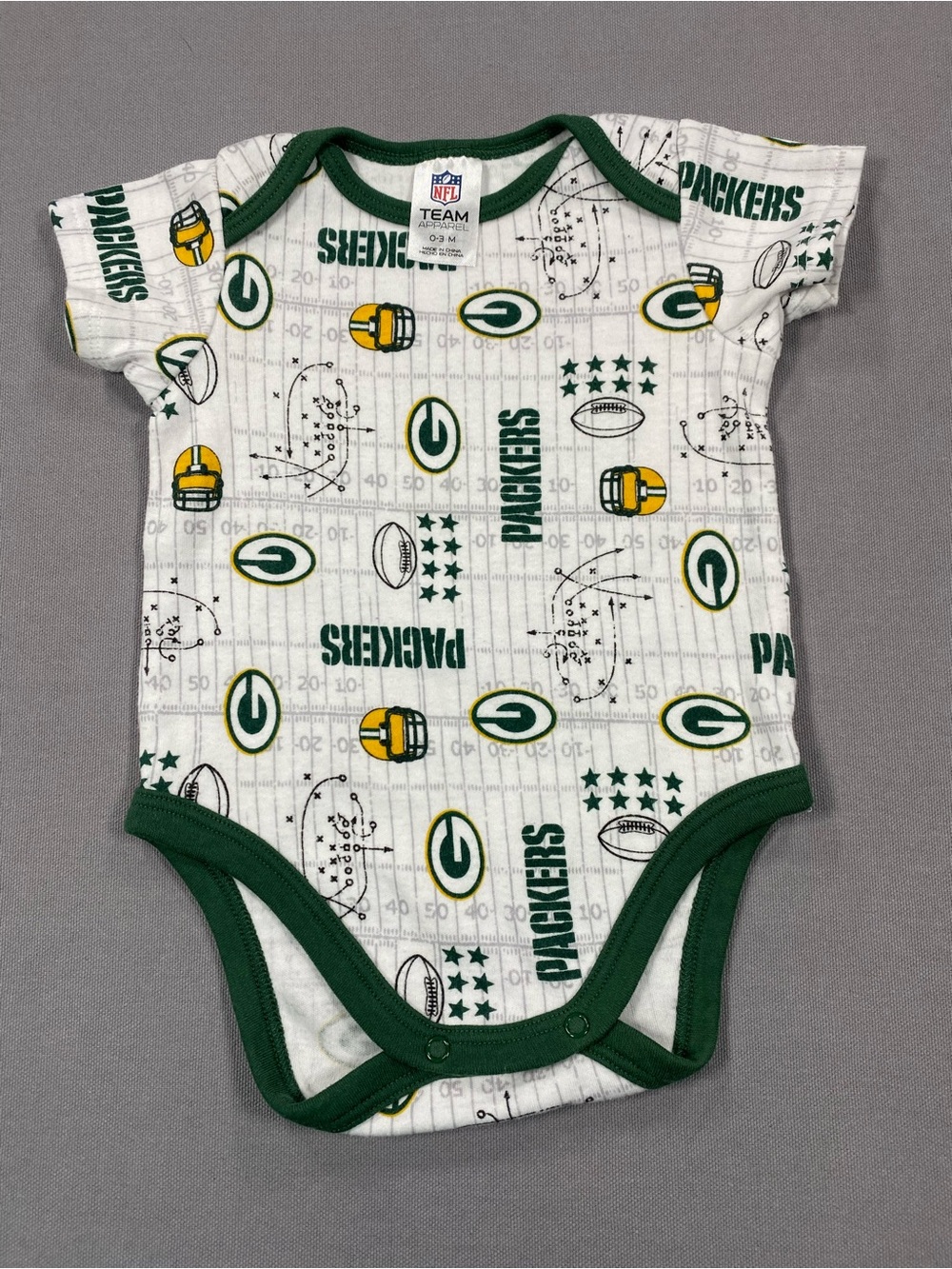 NFL Green Bay Packers Infant Bodysuit - White with Green & Yellow Trim